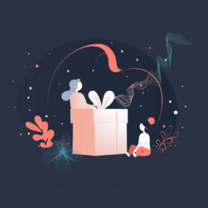 An image of a gift box with sound waves around it